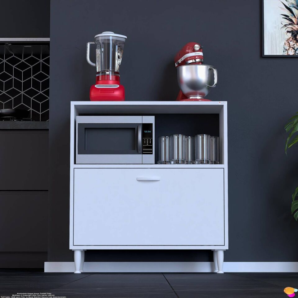 Lara 70 cm Çok Amaçlı Mikrodalga Dolabı Alttan Kapaklı Fırınlık Kiler Ekmeklik 70x87x32 cm