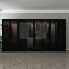 Minar Kale 8 Cam Kapaklı 4 Çekmeceli Dolap - Antrasit/Siyah