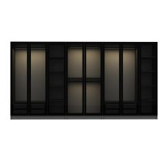 Minar Kale 8 Cam Kapaklı 4 Çekmeceli Dolap - Antrasit/Siyah