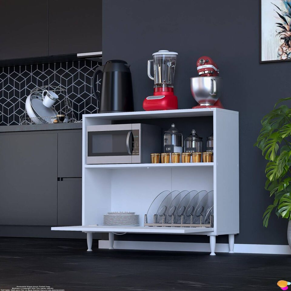 Lara 95 cm Çok Amaçlı Mikrodalga Dolabı Alttan Kapaklı Fırınlık Kiler Ekmeklik 95x87x32 cm