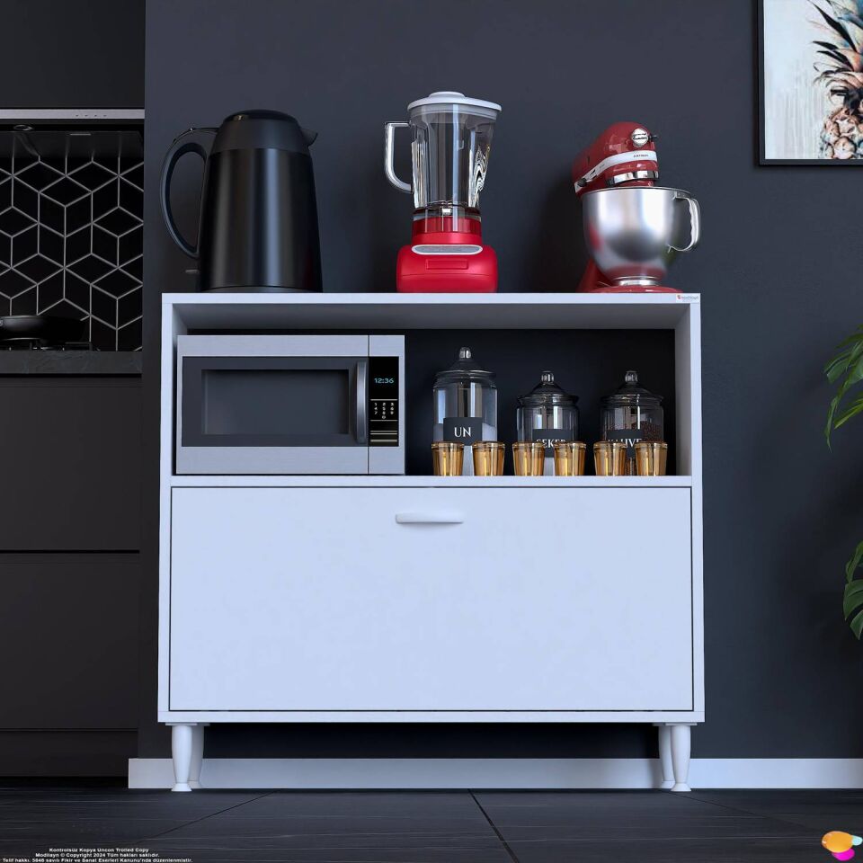 Lara 100 cm Çok Amaçlı Mikrodalga Dolabı Alttan Kapaklı Fırınlık Kiler Ekmeklik 100x87x32 cm