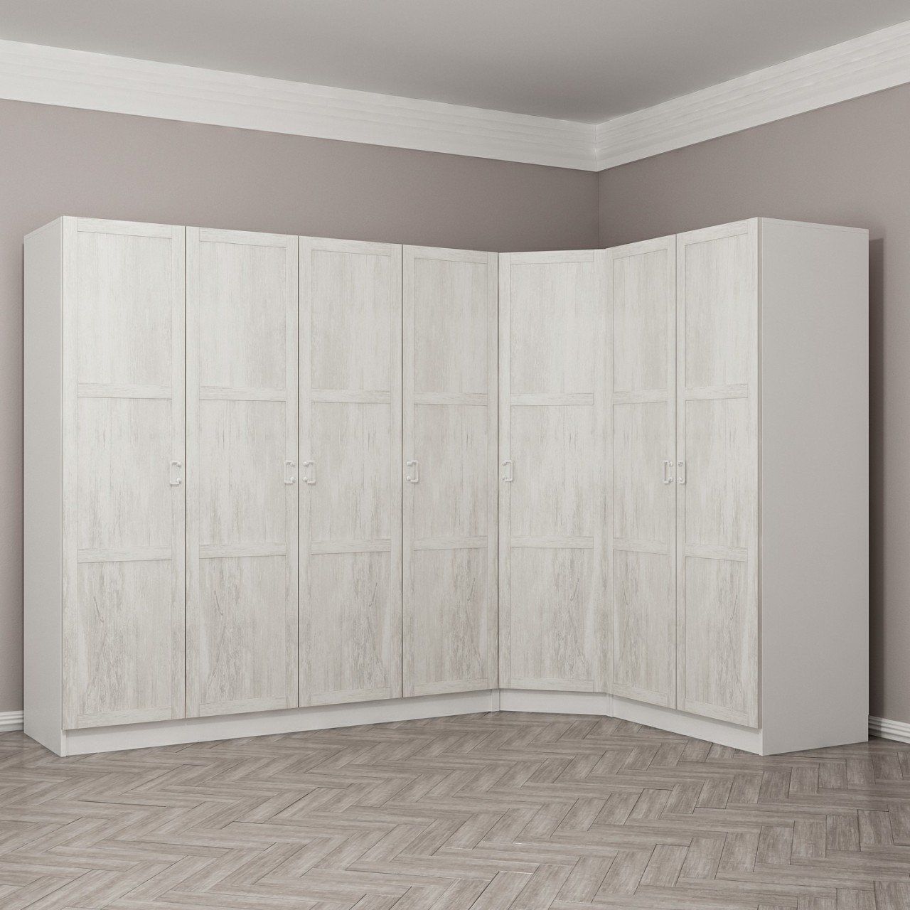 Kale Country 7 Kapak 2Ç Köşe Zincir Dolap - Eskitme Beyaz