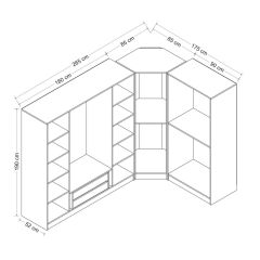 Kale Country 7 Kapak 2Ç Köşe Zincir Dolap - Eskitme Beyaz