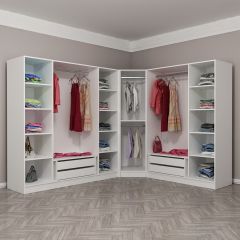 Kale Country 8 Kapak 4Ç Köşe Zincir Dolap - Eskitme Beyaz