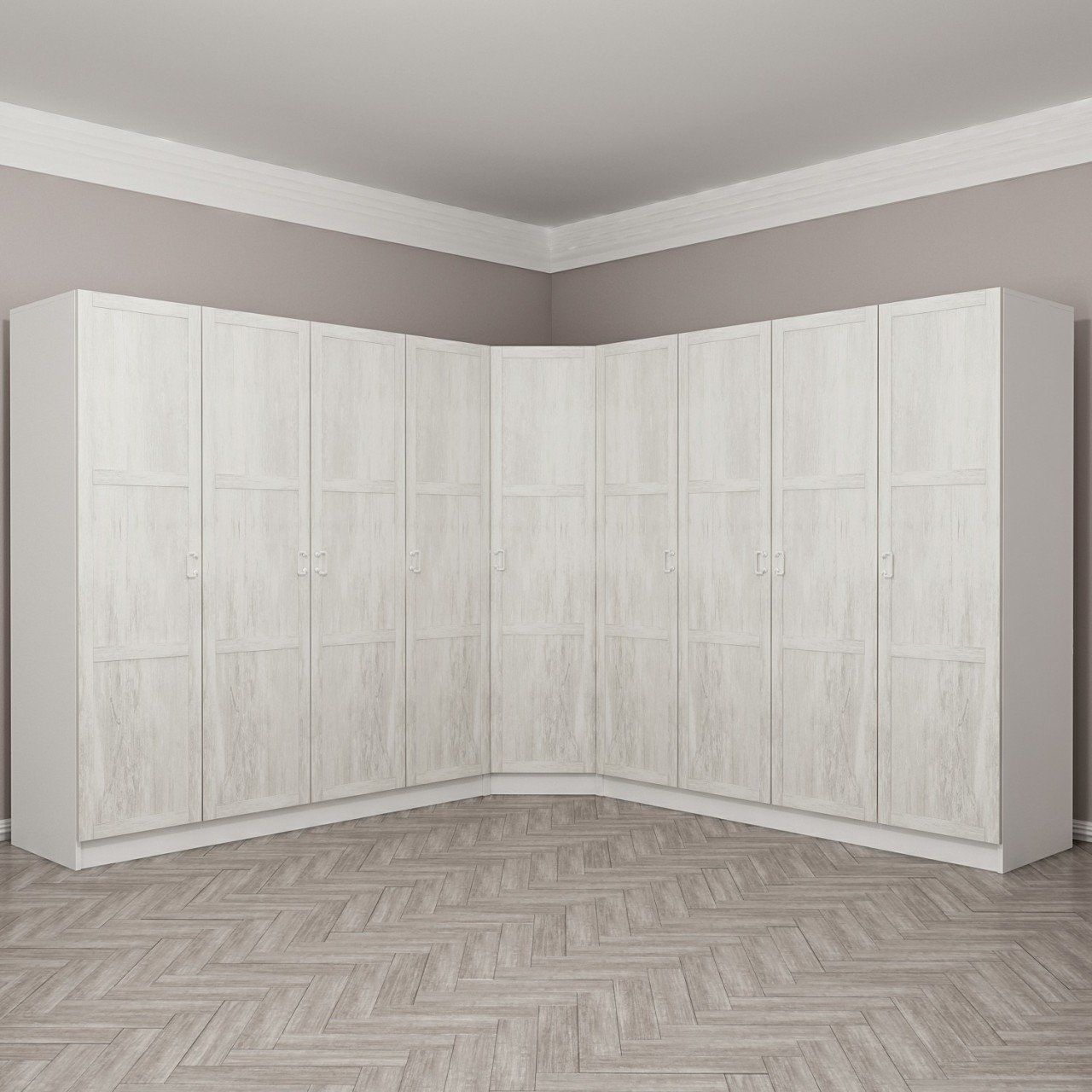 Kale Country 9 Kapak 4Ç Köşe Zincir Dolap - Eskitme Beyaz