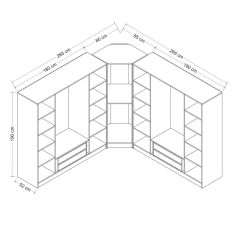 Kale Country 9 Kapak 4Ç Köşe Zincir Dolap - Eskitme Beyaz