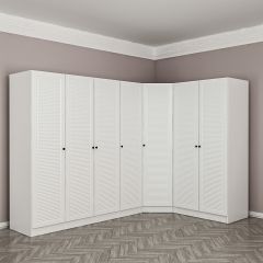 Minar Kale 7 Kapaklı 2 Çekmeceli Köşe Dolap Beyaz Mebran Panjur