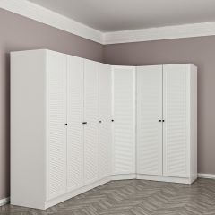 Minar Kale 7 Kapaklı 2 Çekmeceli Köşe Dolap Beyaz Mebran Panjur