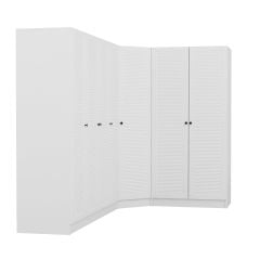 Minar Kale 7 Kapaklı 2 Çekmeceli Köşe Dolap Beyaz Mebran Panjur