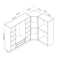 Minar Kale 7 Kapaklı 2 Çekmeceli Köşe Dolap Beyaz Mebran Panjur