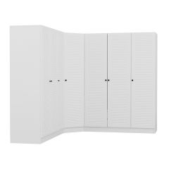 Minar Kale 7 Kapaklı 4 Çekmeceli Köşe Dolap Beyaz Mebran Panjur