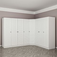 Minar Kale 8 Kapaklı 4 Çekmeceli Köşe Dolap Beyaz Mebran Panjur