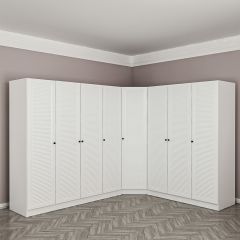 Minar Kale 8 Kapaklı 4 Çekmeceli Köşe Dolap Beyaz Mebran Panjur