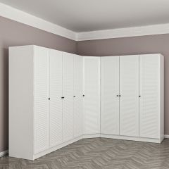 Minar Kale 8 Kapaklı 4 Çekmeceli Köşe Dolap Beyaz Mebran Panjur