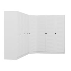 Minar Kale 8 Kapaklı 4 Çekmeceli Köşe Dolap Beyaz Mebran Panjur