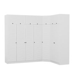 Minar Kale 7 Kapaklı 2 Ç Köşe Dolap + Yüklük Beyaz Mebran Panjur