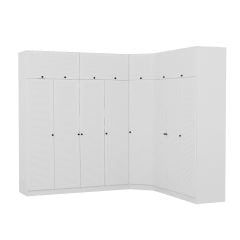 Minar Kale 8 Kapaklı 4 Ç Köşe Dolap + Yüklük Beyaz Mebran Panjur