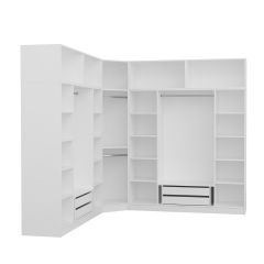 Minar Kale 9 Kapaklı 4 Ç Köşe Dolap + Yüklük Beyaz Mebran Panjur