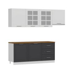 MİNAR 240 CM MEBRAN C MUTFAK DOLABI BEYAZ ANTRASİT 240-MCBA2