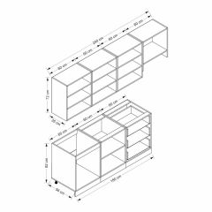MİNAR 240 CM MEBRAN C MUTFAK DOLABI BEYAZ ANTRASİT 240-MCBA2