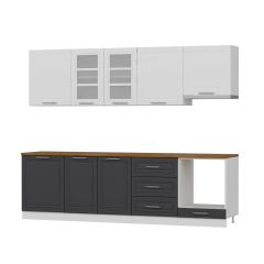 MİNAR 270 CM MEBRAN C MUTFAK DOLABI BEYAZ ANTRASİT 270-MCBA1