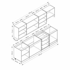 MİNAR 270 CM MEBRAN C MUTFAK DOLABI BEYAZ ANTRASİT 270-MCBA1