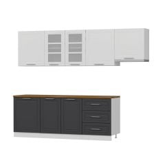 MİNAR 270 CM MEBRAN C MUTFAK DOLABI BEYAZ ANTRASİT 270-MCBA2
