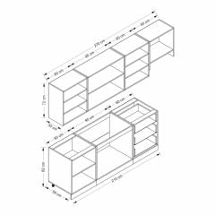 MİNAR 270 CM MEBRAN C MUTFAK DOLABI BEYAZ ANTRASİT 270-MCBA2