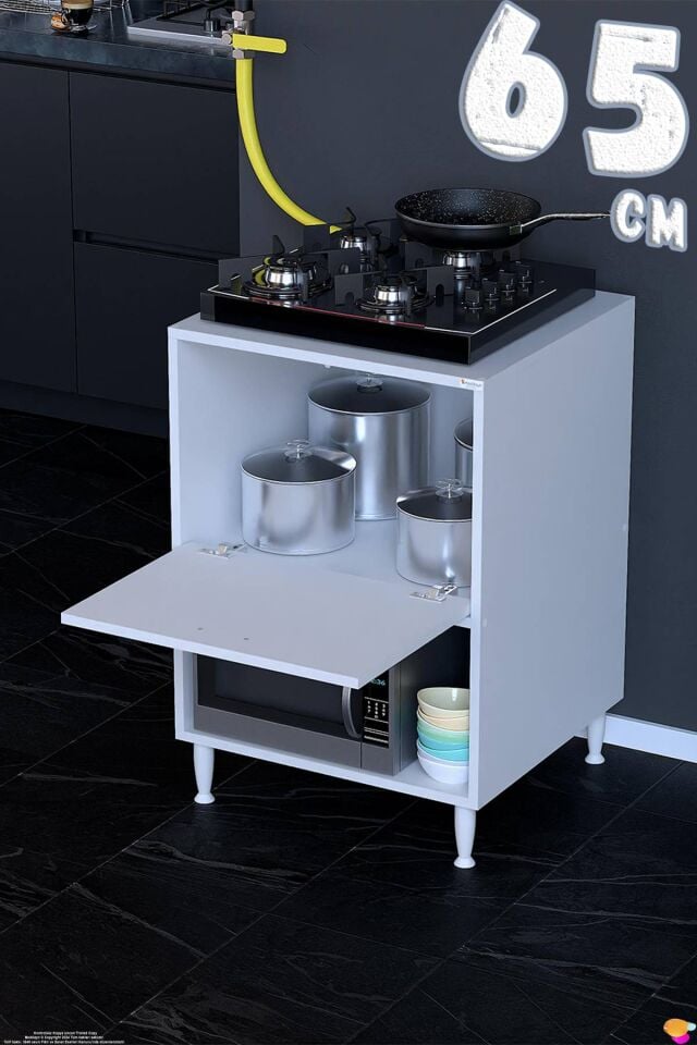 Prex 65 cm Kapaklı Set Üstü Ocak Dolabı Fırınlık Kiler Mutfak Modülü 65x87x48 cm Beyaz