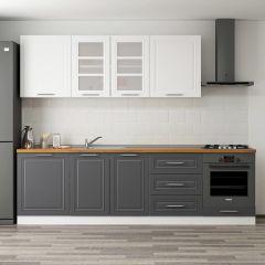 MİNAR 270 CM MEBRAN C MUTFAK DOLABI BEYAZ ANTRASİT 270-MCBA3