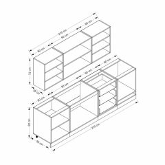 MİNAR 270 CM MEBRAN C MUTFAK DOLABI BEYAZ ANTRASİT 270-MCBA3