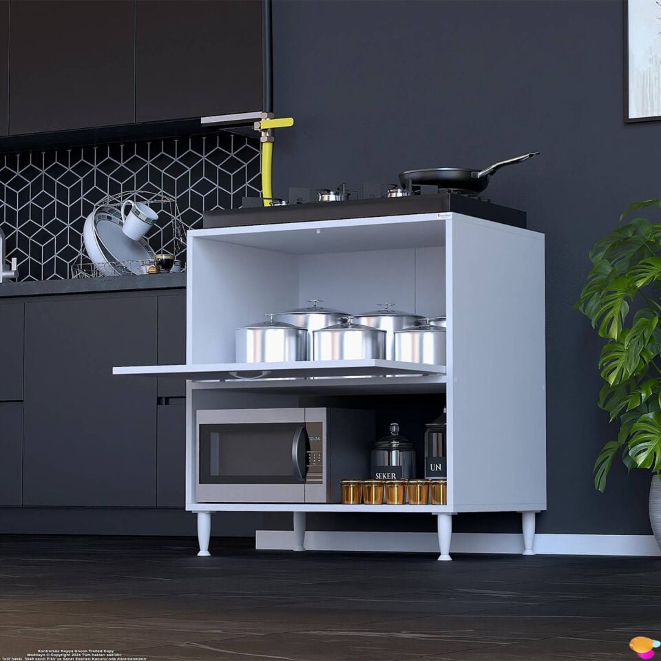 Prex 70 cm Kapaklı Set Üstü Ocak Dolabı Fırınlık Kiler Mutfak Modülü 70x87x48 cm Beyaz