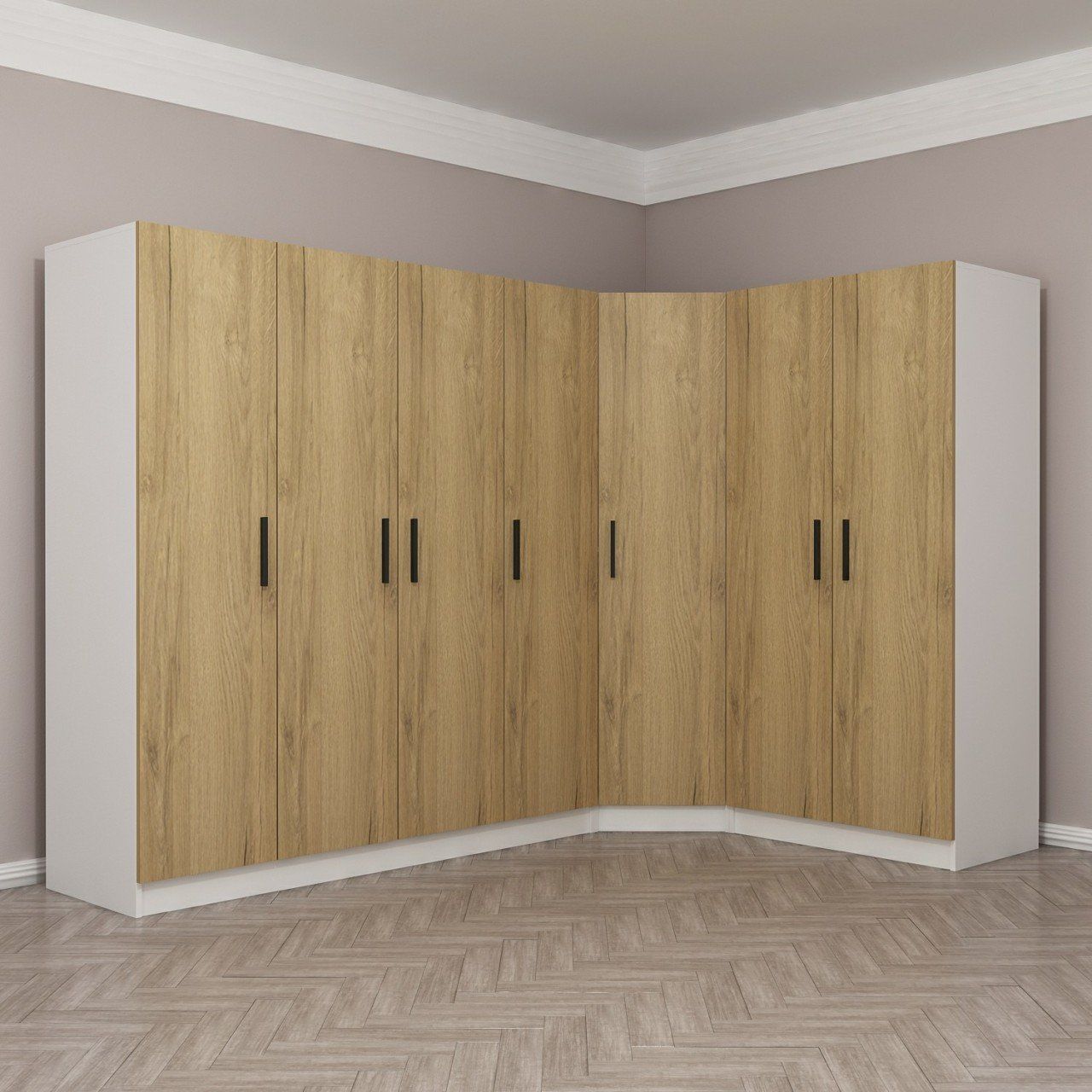 Kale 7 Kapaklı 2Ç Köşe Dolap - Pera Ceviz