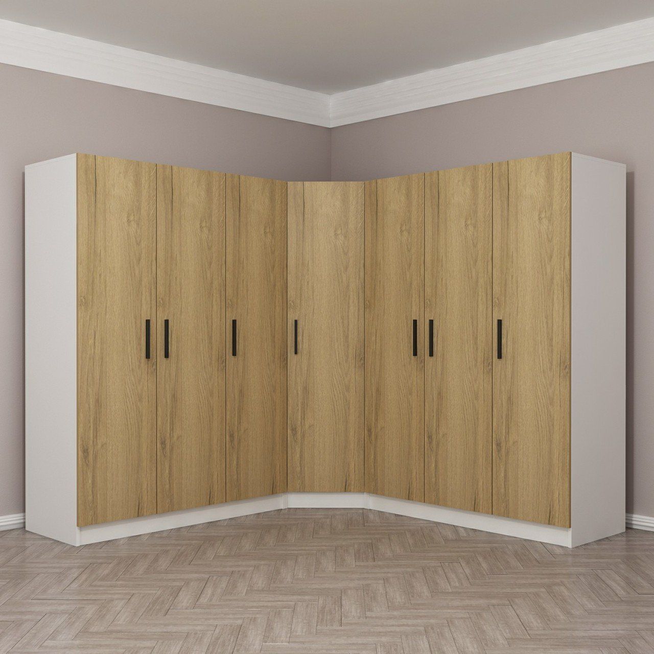 Kale 7 Kapaklı 4Ç Köşe Dolap - Pera Ceviz