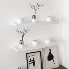 Minar Gizli Tutuculu 2'li Duvar Rafı 80 cm - M.Beyaz