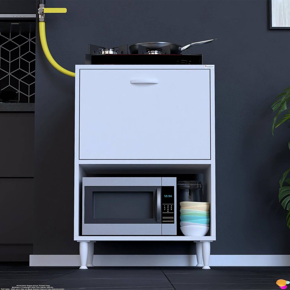 Vesta 60 cm Üstten Kapaklı Beyaz Çok Amaçlı Set Üstü Ocak Dolabı Fırınlık Kiler Modülü 60x87x56 cm