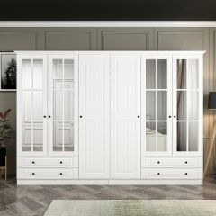 Kale 6 Mebran Kapaklı 4Ç Taçlı Dolap - Beyaz