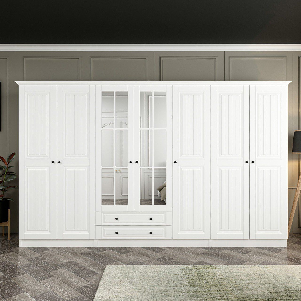 Kale 7 Mebran Kapaklı 2Ç Taçlı Dolap - Beyaz