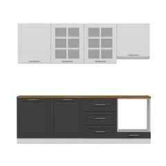 MİNAR 240 CM MEBRAN C MUTFAK DOLABI BEYAZ ANTRASİT 240-MCBA1