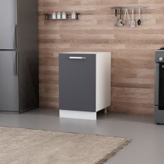 Minar Mutfak Alt Modül 1K1R 50Cm Dolap Beyaz/Antrasit - A1