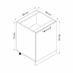 Minar Mutfak Alt Modül 1K1R 60Cm Dolap Beyaz - B1