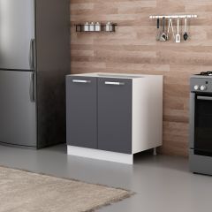 Minar Mutfak Alt Modül 2K1R 80Cm Dolap Beyaz/Antrasit - A1