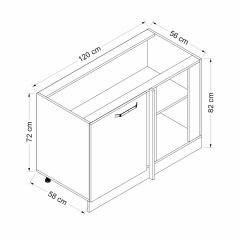 Minar Mutfak Alt Modül 1K1R 120Cm Köşe Dolap Beyaz - B1