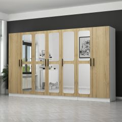Kale 7 Kapaklı Aynalı 2Ç Dolap - Dore
