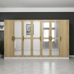 Kale 7 Kapaklı Aynalı 4Ç Dolap - Dore