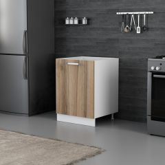 Minar Mutfak Alt Modül 1K 60Cm Evye Dolap Beyaz/Dore - D1