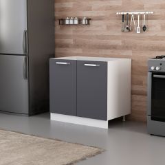 Minar Mutfak Alt Modül 2K 90Cm Evye Dolap Beyaz/Antrasit - A1