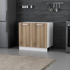 Minar Mutfak Alt Modül 2K 90Cm Evye Dolap Beyaz/Dore - D1