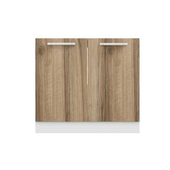 Minar Mutfak Alt Modül 2K 90Cm Evye Dolap Beyaz/Dore - D1