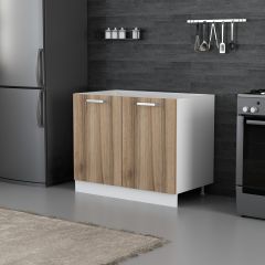 Minar Mutfak Alt Modül 2K 100Cm Evye Dolap Beyaz/Dore - D1